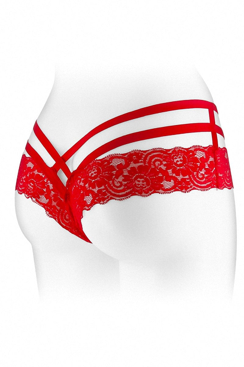 Tanga sexy rouge ouvert sur la partie intime Anne - Fashion Secret