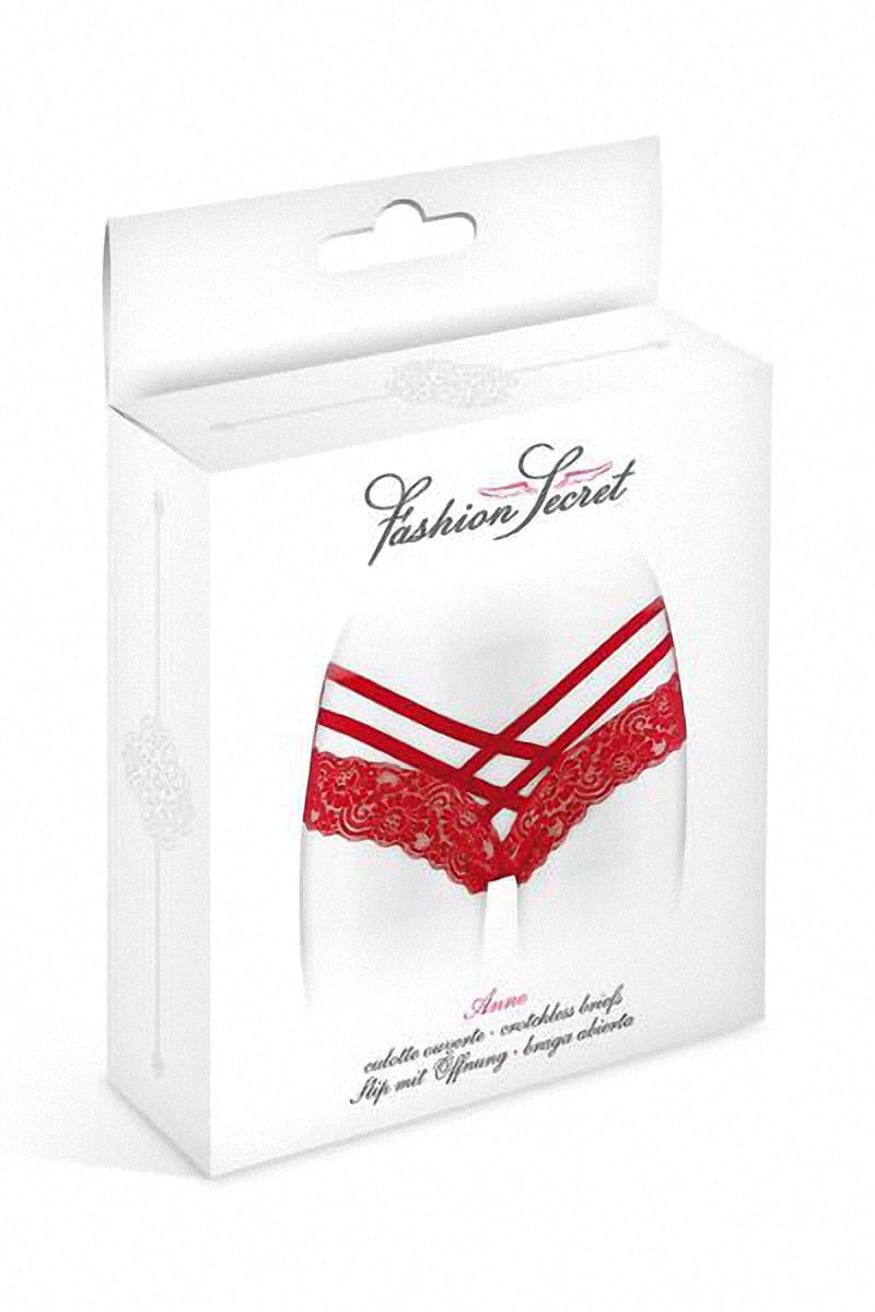 Tanga sexy rouge ouvert sur la partie intime Anne - Fashion Secret