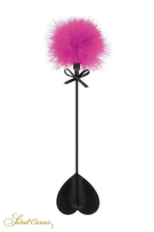 Tapette légère avec coeur et pompon fuchsia pour jeux SM - Sweet Caress