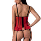 Tenue sexy 2 pièces guêpière seins nus et string ouvert rouge Cherry - Passion