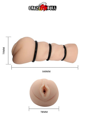 Vaginette réaliste de poche réutilisable + 3 cockrings amovibles - Crazy Bull