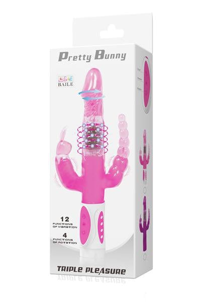 Vibro rabbit rotatif 4 modes Pretty Bunny triple plaisir à piles - Baile