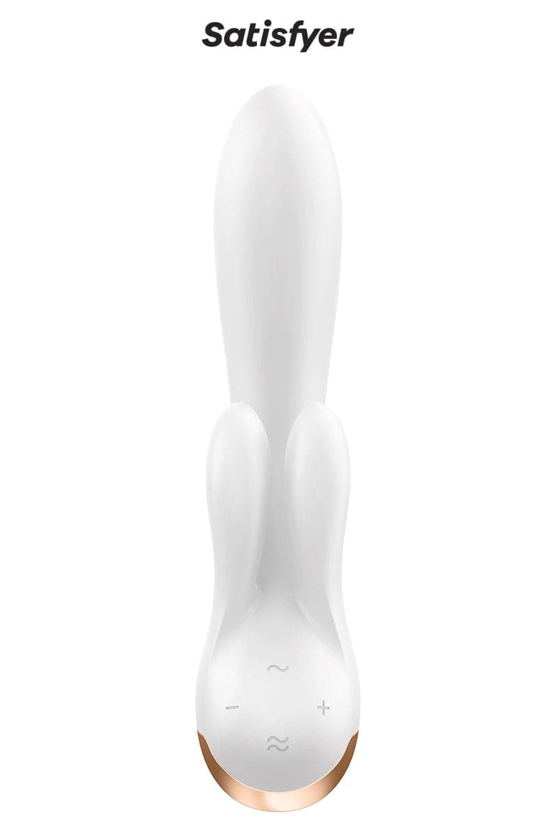 Vibro Rabbit triple stimulation rechargeable et connecté Double Flex blanc - Satisfyer