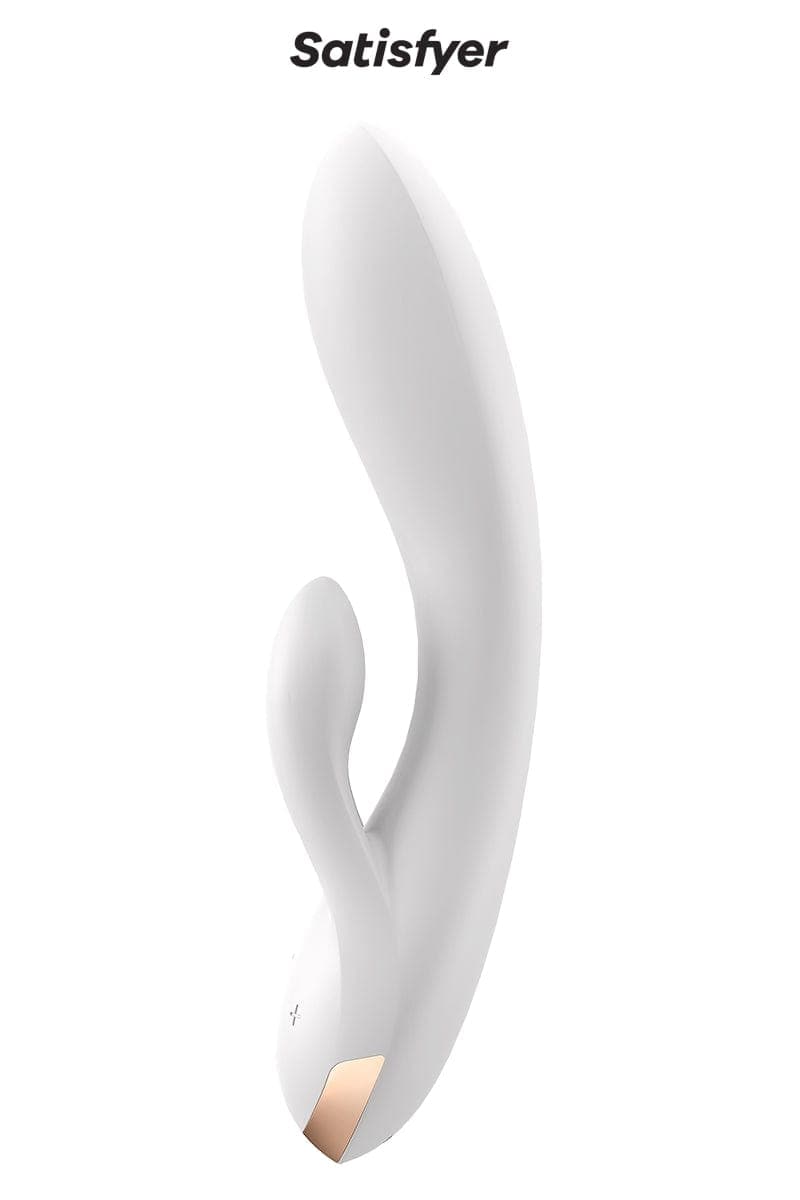 Vibro Rabbit triple stimulation rechargeable et connecté Double Flex blanc - Satisfyer