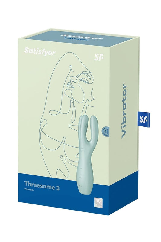 Vibro triple stimulateur féminin Threesome 3 vert 14 x 4cm - Satisfyer