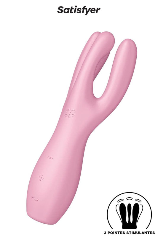 Vibromasseur clitoridien 3 pointes stimulantes Threesome 3 rose - Satisfyer