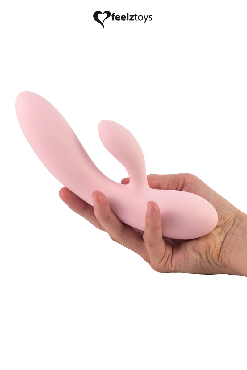 Vibromasseur rabbit silicone doux rose Lea double stimulation étanche - Feelztoys