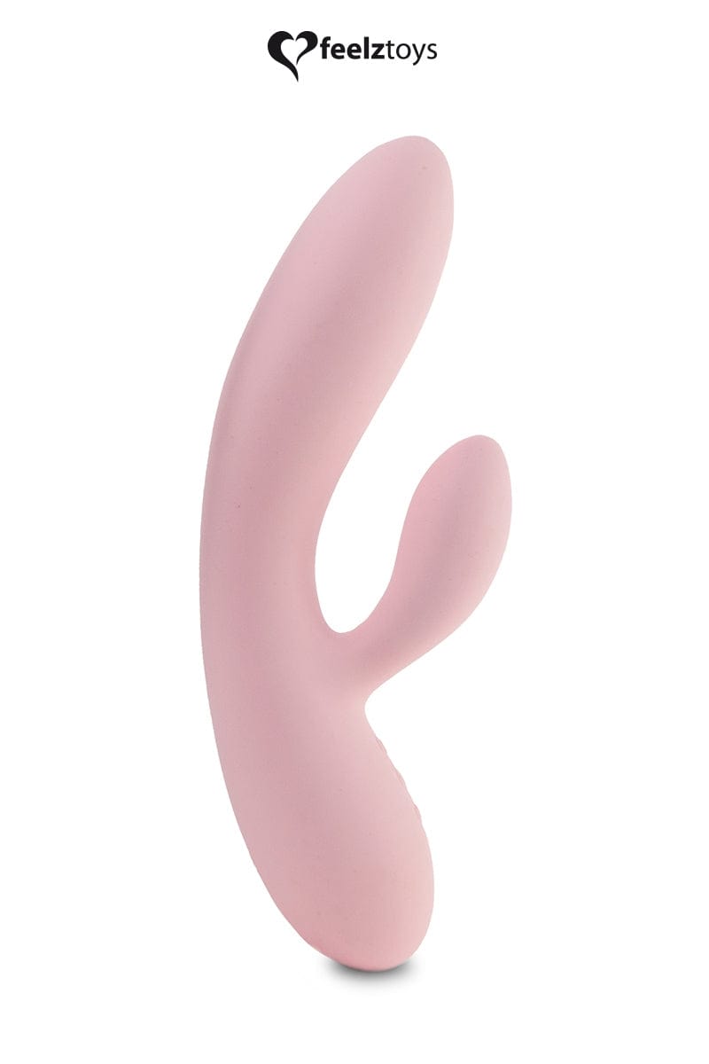 Vibromasseur rabbit silicone doux rose Lea double stimulation étanche - Feelztoys