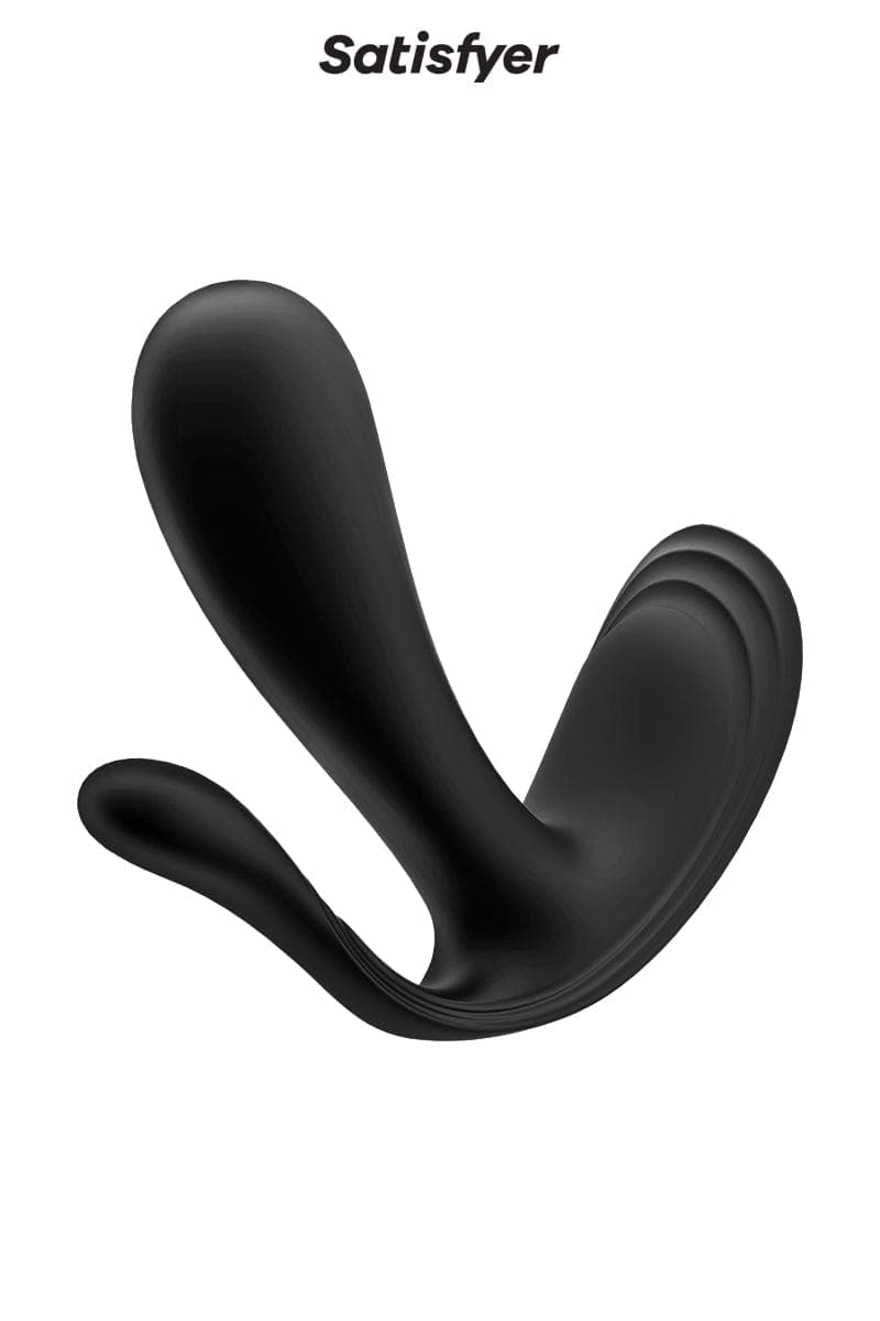 Vibromasseur strié triple stimulation Top Secret+ noir 10cm - Satisfyer