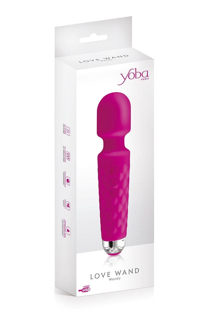 Vibrowand en silicone étanche et sans fil rechargeable rose 20cm - Yoba